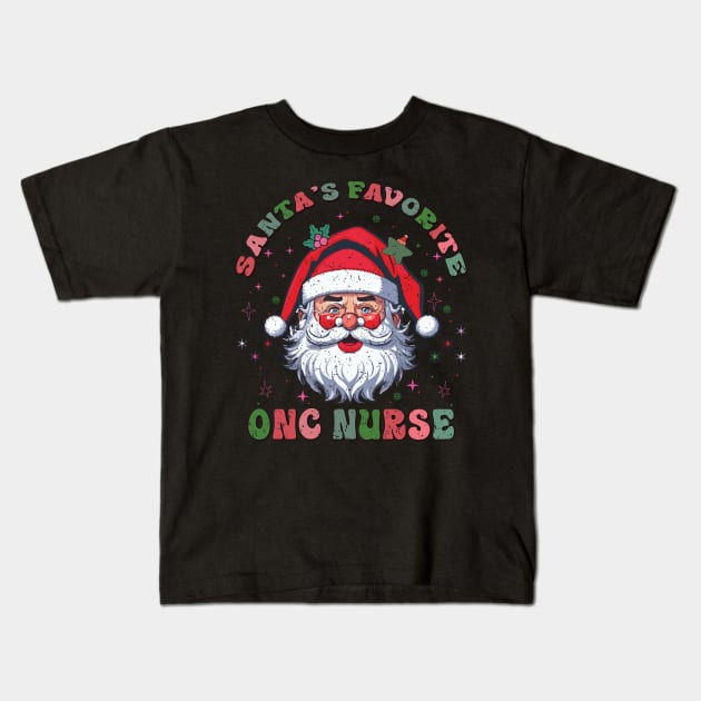 Santa's Favorite ONC Nurse Kids T-Shirt by MZeeDesigns